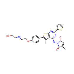 CC1=CC(=O)N(Nc2nc(-c3cccs3)nc3sc(-c4ccc(OCCNCCO)cc4)c(C)c23)C1=O ZINC001772578667