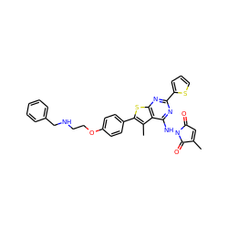 CC1=CC(=O)N(Nc2nc(-c3cccs3)nc3sc(-c4ccc(OCCNCc5ccccc5)cc4)c(C)c23)C1=O ZINC000146698472