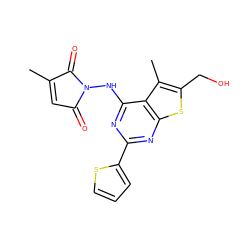 CC1=CC(=O)N(Nc2nc(-c3cccs3)nc3sc(CO)c(C)c23)C1=O ZINC000138847837