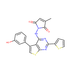 CC1=CC(=O)N(Nc2nc(-c3cccs3)nc3scc(-c4cccc(O)c4)c23)C1=O ZINC000138739749