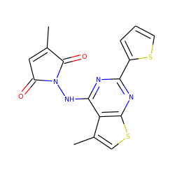 CC1=CC(=O)N(Nc2nc(-c3cccs3)nc3scc(C)c23)C1=O ZINC000138674607