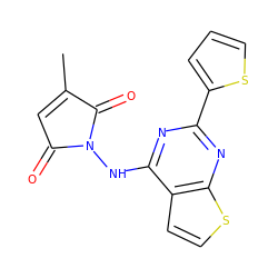 CC1=CC(=O)N(Nc2nc(-c3cccs3)nc3sccc23)C1=O ZINC000138653248