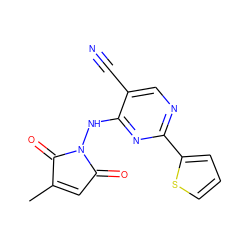 CC1=CC(=O)N(Nc2nc(-c3cccs3)ncc2C#N)C1=O ZINC000029396028