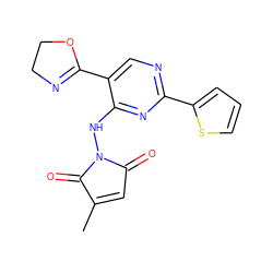 CC1=CC(=O)N(Nc2nc(-c3cccs3)ncc2C2=NCCO2)C1=O ZINC000029393941