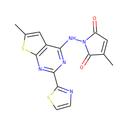 CC1=CC(=O)N(Nc2nc(-c3nccs3)nc3sc(C)cc23)C1=O ZINC001772655056