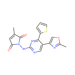 CC1=CC(=O)N(Nc2ncc(-c3coc(C)n3)c(-c3cccs3)n2)C1=O ZINC000299837552