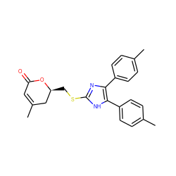 CC1=CC(=O)O[C@@H](CSc2nc(-c3ccc(C)cc3)c(-c3ccc(C)cc3)[nH]2)C1 ZINC000013730531