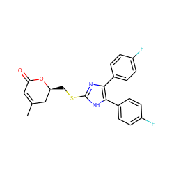 CC1=CC(=O)O[C@@H](CSc2nc(-c3ccc(F)cc3)c(-c3ccc(F)cc3)[nH]2)C1 ZINC000013730525