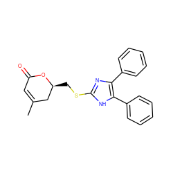 CC1=CC(=O)O[C@@H](CSc2nc(-c3ccccc3)c(-c3ccccc3)[nH]2)C1 ZINC000013730519