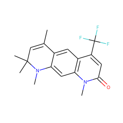 CC1=CC(C)(C)N(C)c2cc3c(cc21)c(C(F)(F)F)cc(=O)n3C ZINC000013778373