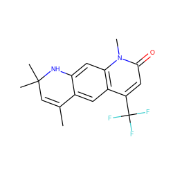 CC1=CC(C)(C)Nc2cc3c(cc21)c(C(F)(F)F)cc(=O)n3C ZINC000013778356