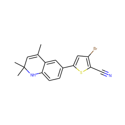 CC1=CC(C)(C)Nc2ccc(-c3cc(Br)c(C#N)s3)cc21 ZINC000003832326