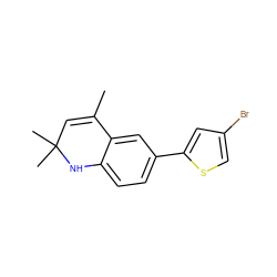 CC1=CC(C)(C)Nc2ccc(-c3cc(Br)cs3)cc21 ZINC000003832319