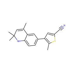 CC1=CC(C)(C)Nc2ccc(-c3cc(C#N)sc3C)cc21 ZINC000003832317