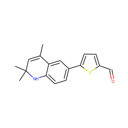 CC1=CC(C)(C)Nc2ccc(-c3ccc(C=O)s3)cc21 ZINC000003832323