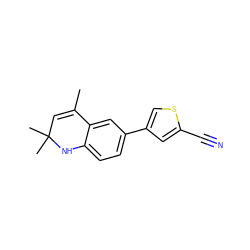 CC1=CC(C)(C)Nc2ccc(-c3csc(C#N)c3)cc21 ZINC000003832312