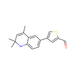 CC1=CC(C)(C)Nc2ccc(-c3csc(C=O)c3)cc21 ZINC000003832321