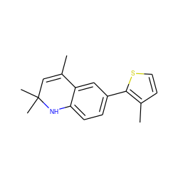 CC1=CC(C)(C)Nc2ccc(-c3sccc3C)cc21 ZINC000003832315