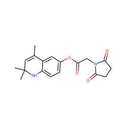 CC1=CC(C)(C)Nc2ccc(OC(=O)CN3C(=O)CCC3=O)cc21 ZINC000002092442