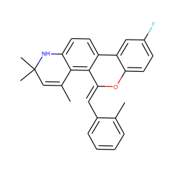 CC1=CC(C)(C)Nc2ccc3c(c21)/C(=C/c1ccccc1C)Oc1ccc(F)cc1-3 ZINC000003816593