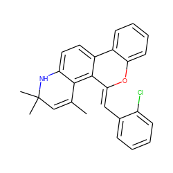 CC1=CC(C)(C)Nc2ccc3c(c21)/C(=C/c1ccccc1Cl)Oc1ccccc1-3 ZINC000013781703