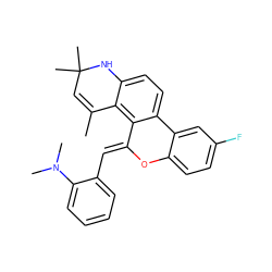 CC1=CC(C)(C)Nc2ccc3c(c21)/C(=C/c1ccccc1N(C)C)Oc1ccc(F)cc1-3 ZINC000013527242