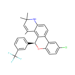 CC1=CC(C)(C)Nc2ccc3c(c21)[C@H](c1cccc(C(F)(F)F)c1)Oc1ccc(Cl)cc1-3 ZINC000013777186