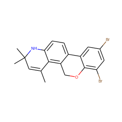 CC1=CC(C)(C)Nc2ccc3c(c21)COc1c(Br)cc(Br)cc1-3 ZINC000013490450