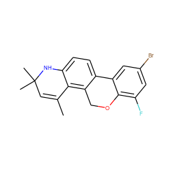 CC1=CC(C)(C)Nc2ccc3c(c21)COc1c(F)cc(Br)cc1-3 ZINC000013490452