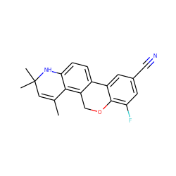 CC1=CC(C)(C)Nc2ccc3c(c21)COc1c(F)cc(C#N)cc1-3 ZINC000013490453