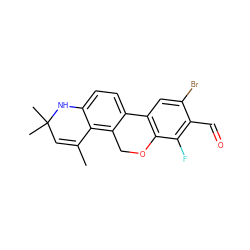 CC1=CC(C)(C)Nc2ccc3c(c21)COc1c-3cc(Br)c(C=O)c1F ZINC000013490456