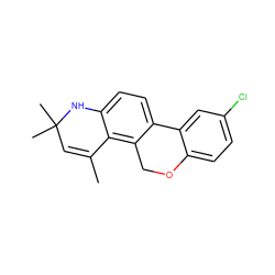 CC1=CC(C)(C)Nc2ccc3c(c21)COc1ccc(Cl)cc1-3 ZINC000013490439