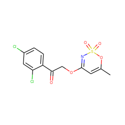 CC1=CC(OCC(=O)c2ccc(Cl)cc2Cl)=NS(=O)(=O)O1 ZINC000653714156