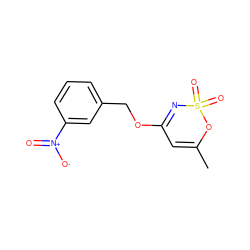 CC1=CC(OCc2cccc([N+](=O)[O-])c2)=NS(=O)(=O)O1 ZINC000299827650