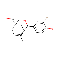 CC1=CC[C@@]2(CO)CO[C@@H](c3ccc(O)c(Br)c3)[C@@H]1C2 ZINC000028127985