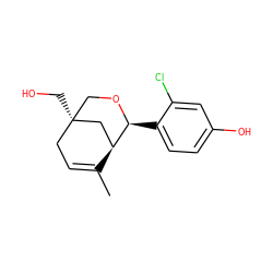 CC1=CC[C@@]2(CO)CO[C@@H](c3ccc(O)cc3Cl)[C@@H]1C2 ZINC000028128474