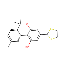 CC1=CC[C@@H]2[C@@H](C1)c1c(O)cc(C3SCCS3)cc1OC2(C)C ZINC000013524399