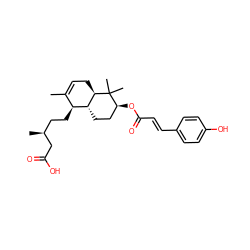 CC1=CC[C@@H]2[C@H](CC[C@H](OC(=O)/C=C/c3ccc(O)cc3)C2(C)C)[C@H]1CC[C@H](C)CC(=O)O ZINC000040430678