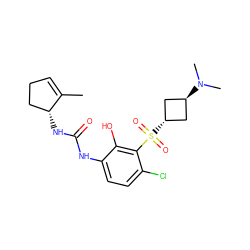 CC1=CCC[C@H]1NC(=O)Nc1ccc(Cl)c(S(=O)(=O)[C@H]2C[C@H](N(C)C)C2)c1O ZINC001772618701