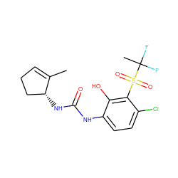 CC1=CCC[C@H]1NC(=O)Nc1ccc(Cl)c(S(=O)(=O)C(C)(F)F)c1O ZINC001772576885