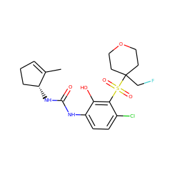 CC1=CCC[C@H]1NC(=O)Nc1ccc(Cl)c(S(=O)(=O)C2(CF)CCOCC2)c1O ZINC001772625266