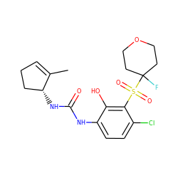 CC1=CCC[C@H]1NC(=O)Nc1ccc(Cl)c(S(=O)(=O)C2(F)CCOCC2)c1O ZINC001772643276