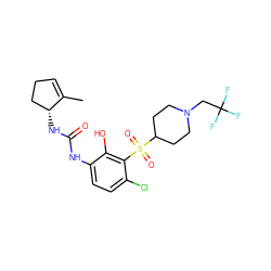 CC1=CCC[C@H]1NC(=O)Nc1ccc(Cl)c(S(=O)(=O)C2CCN(CC(F)(F)F)CC2)c1O ZINC001772588518