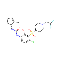 CC1=CCC[C@H]1NC(=O)Nc1ccc(Cl)c(S(=O)(=O)C2CCN(CC(F)F)CC2)c1O ZINC001772656428