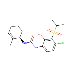 CC1=CCCC[C@H]1NC(=O)Nc1ccc(Cl)c(S(=O)(=O)C(C)C)c1O ZINC001772642274