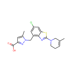 CC1=CCCN(c2nc3c(Cn4nc(C(=O)O)cc4C)cc(Cl)cc3s2)C1 ZINC000208112149