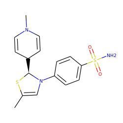 CC1=CN(c2ccc(S(N)(=O)=O)cc2)[C@H](C2C=CN(C)C=C2)S1 ZINC001772647207