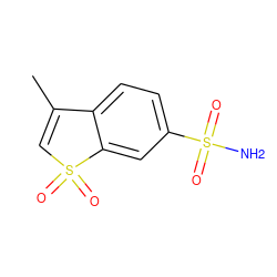 CC1=CS(=O)(=O)c2cc(S(N)(=O)=O)ccc21 ZINC000028526473