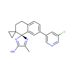 CC1=N[C@]2(N=C1N)c1cc(-c3cncc(Cl)c3)ccc1CCC21CC1 ZINC000211020168