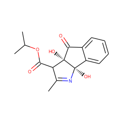 CC1=N[C@]2(O)c3ccccc3C(=O)[C@]2(O)C1C(=O)OC(C)C ZINC000102544019